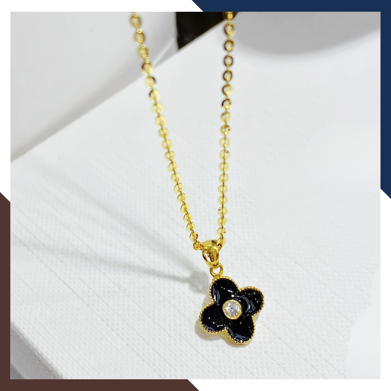 Dây Chuyền Vàng Cỏ 4 Lá Màu Đen, Đỏ, Trắng DCVN210