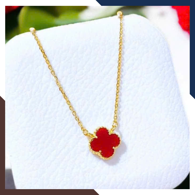 Dây Chuyền Vàng Cỏ 4 Lá Đen, Đỏ, Trắng, Xanh, Hồng Cho Nữ May Mắn DCVN351