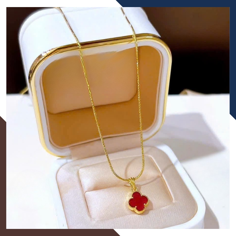 Dây Chuyền Vàng Cỏ 4 Lá Đen, Đỏ, Trắng, Xanh, Hồng Cho Nữ May Mắn DCVN351