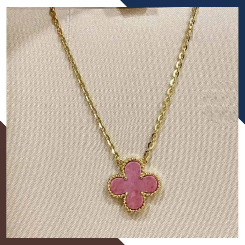 Dây Chuyền Vàng Cỏ 4 Lá Đen, Đỏ, Trắng, Xanh, Hồng Cho Nữ May Mắn DCVN351