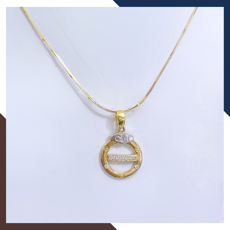 Dây chuyền vàng nữ 10k mặt hình tròn đính đá mẫu mới đẹp mã TL5428