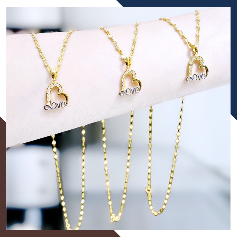 Dây Chuyền Vàng Nữ Mặt Trái Tim Chữ LOVE DCVN229 | Vàng Tây 10k