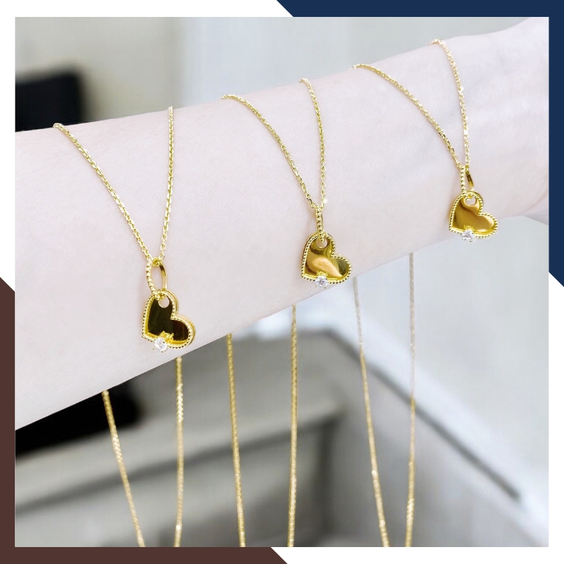Dây Chuyền Vàng Nữ Mặt Trái Tim Khắc Chữ Cái Theo Yêu Cầu DCVN226 | Vàng Tây 10k
