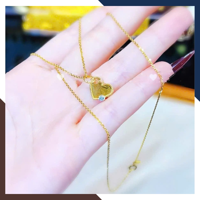 Dây Chuyền Vàng Nữ Mặt Trái Tim Khắc Chữ Cái Theo Yêu Cầu DCVN226 | Vàng Tây 10k