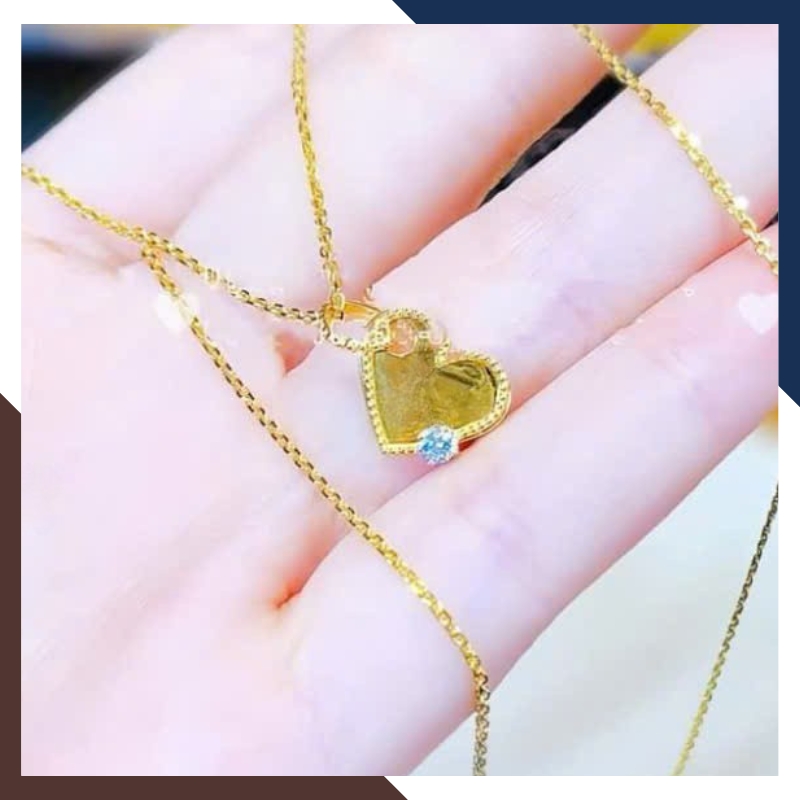 Dây Chuyền Vàng Nữ Mặt Trái Tim Khắc Chữ Cái Theo Yêu Cầu DCVN226 | Vàng Tây 10k