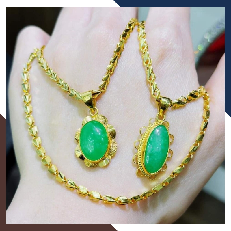Dây chuyền vàng cho mẹ mặt đá cẩm thạch phong thuỷ – An lành & may mắn