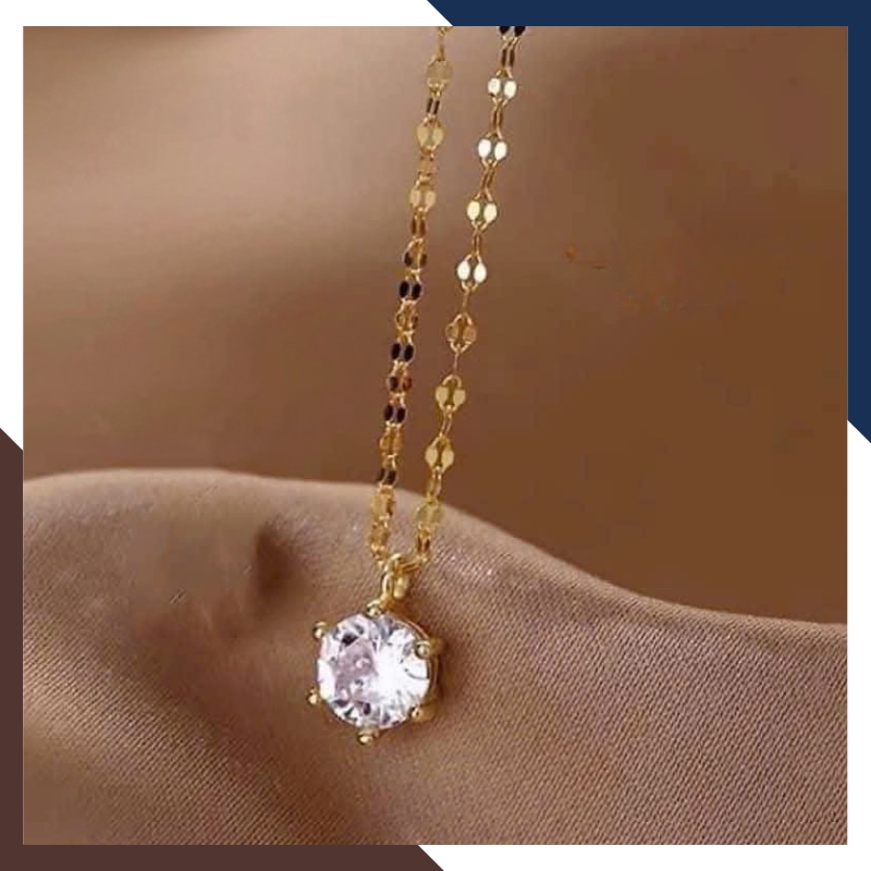 Dây Chuyền Vàng Tây Nữ 10k Đính Đá CZ DCVN261