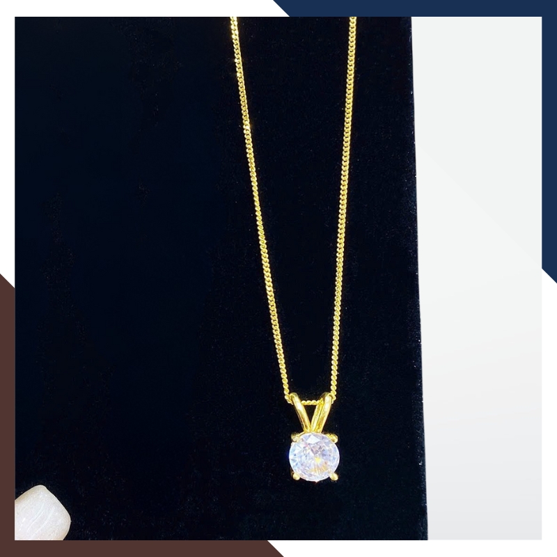 Dây Chuyền Vàng Tây Nữ 10k Đính Đá CZ DCVN261