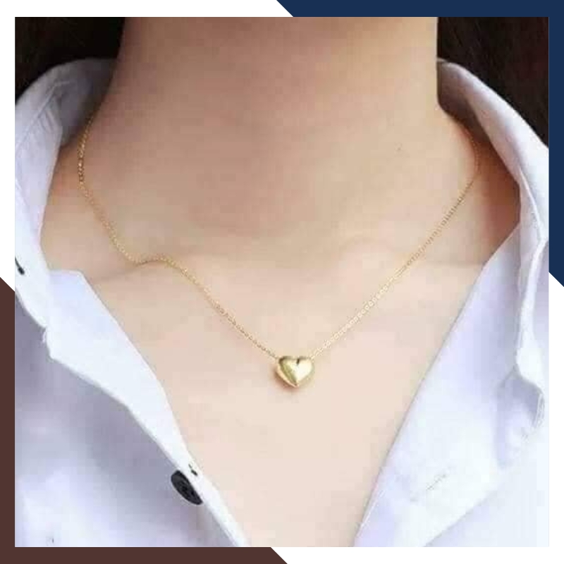 Dây chuyền vàng tây nữ 10k mặt hình trái tim phồng khắc tên theo yêu cầu mã D31M09