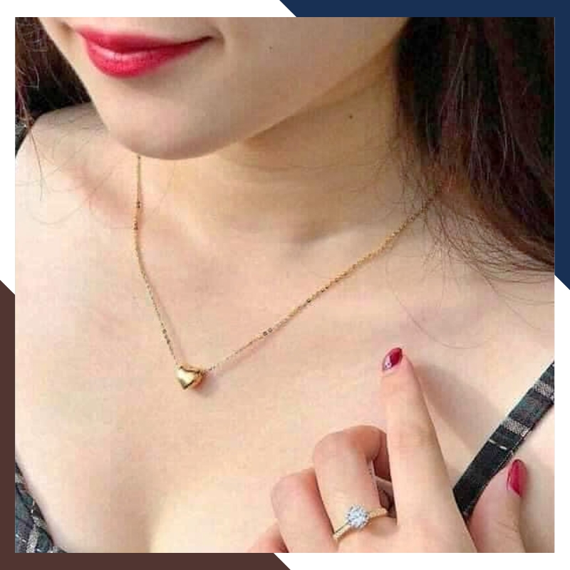 Dây chuyền vàng tây nữ 10k mặt hình trái tim phồng khắc tên theo yêu cầu mã D31M09