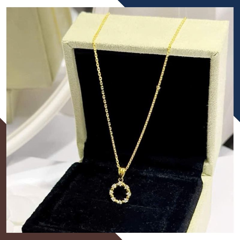 Dây Chuyền Vàng Tây Nữ 10k Mặt Hình Tròn DCVN256