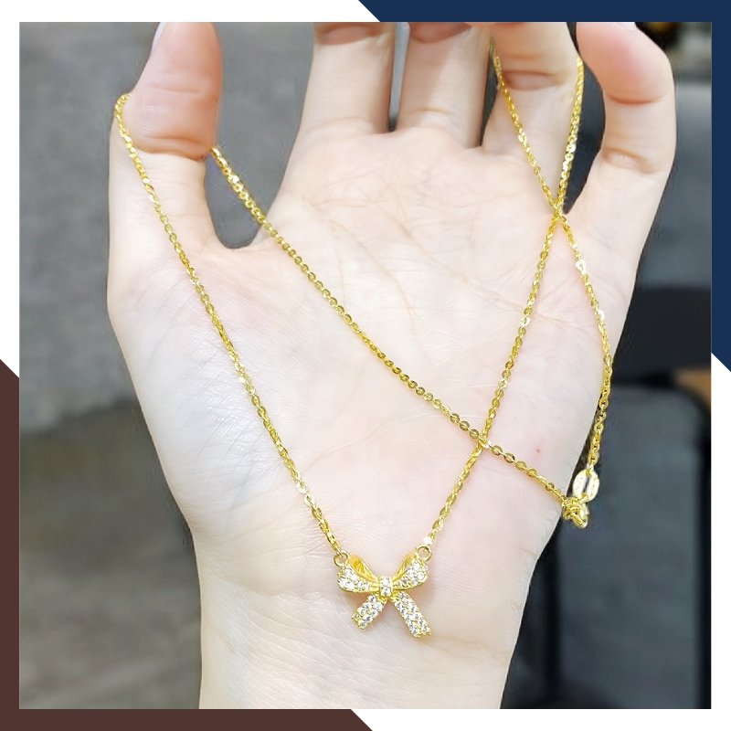 Dây Chuyền Vàng Tây Nữ 10k Mặt Nơ Dịu Dàng & Duyên Dáng DCVN376