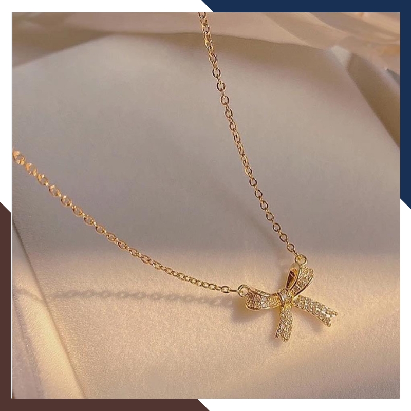 Dây Chuyền Vàng Tây Nữ 10k Mặt Nơ Dịu Dàng & Duyên Dáng DCVN376