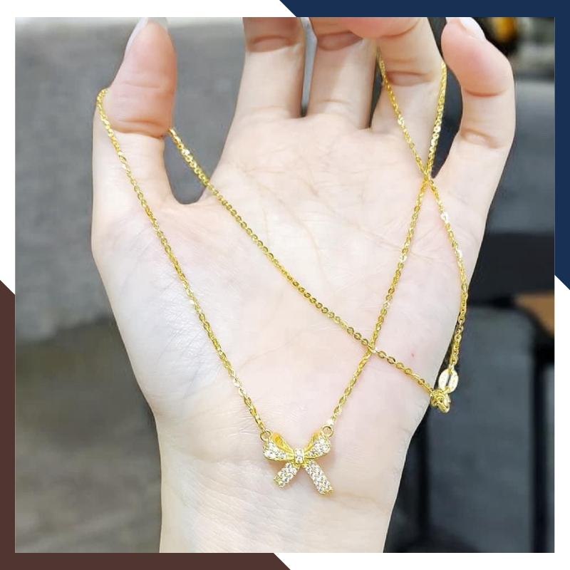 Dây Chuyền Vàng Tây Nữ 10k Mặt Nơ Dịu Dàng & Duyên Dáng DCVN376