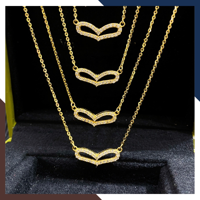 Dây chuyền vàng tây nữ 10k mặt trái tim cách điệu đính đá đẹp cho nữ mã TL61