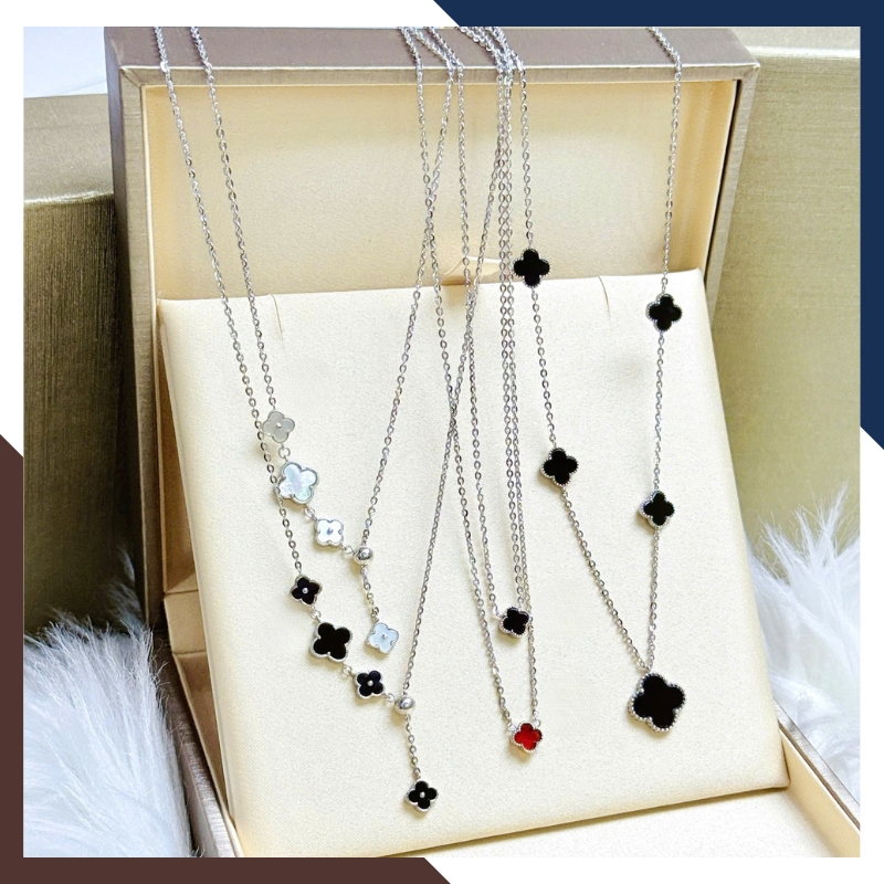 Dây Chuyền Vàng Trắng Cỏ 4 Lá Cho Nữ DCVN190 – Nhập Khẩu Hàn Quốc