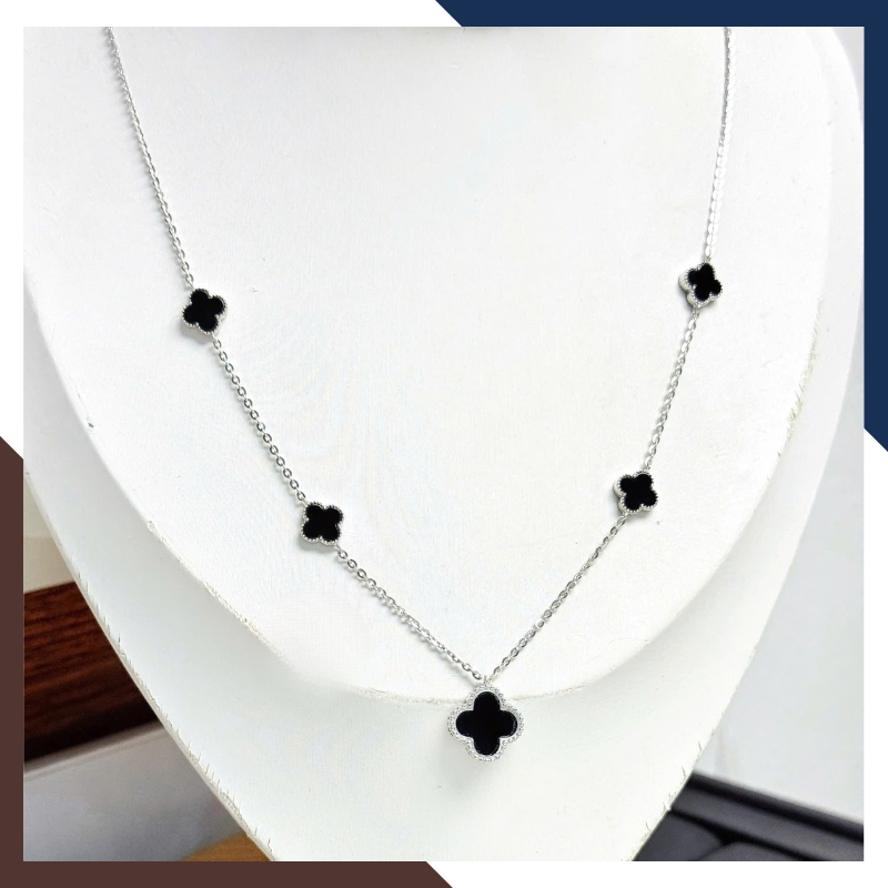 Dây Chuyền Vàng Trắng Cỏ 4 Lá Cho Nữ DCVN190 – Nhập Khẩu Hàn Quốc