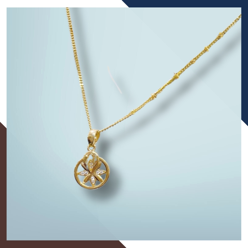 Dây chuyền vàng nữ mặt tròn lồng hoa 8 cánh mã DCVN21