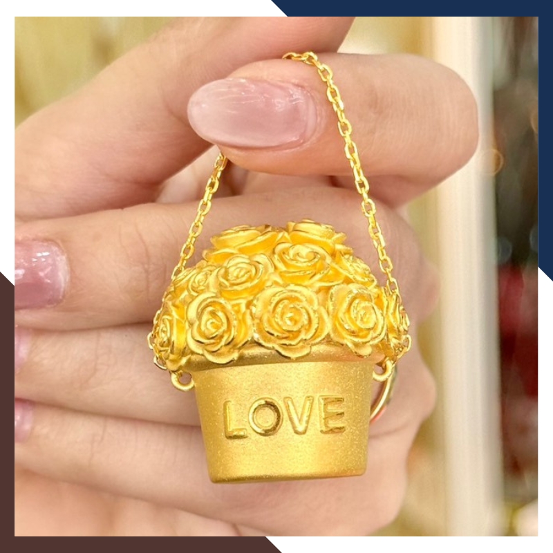 Giỏ Hoa Hồng Bằng Vàng 24k 9999 – Quà Tặng Tình Yêu Vĩnh Cửu