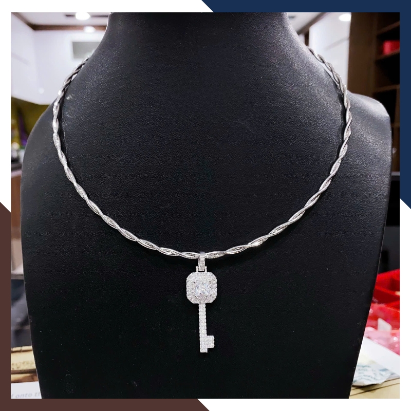 Kiềng Vàng Trắng Đeo Cổ Nữ Thanh Lịch, Quý Phái DCVN397 | Vàng Ý 10k