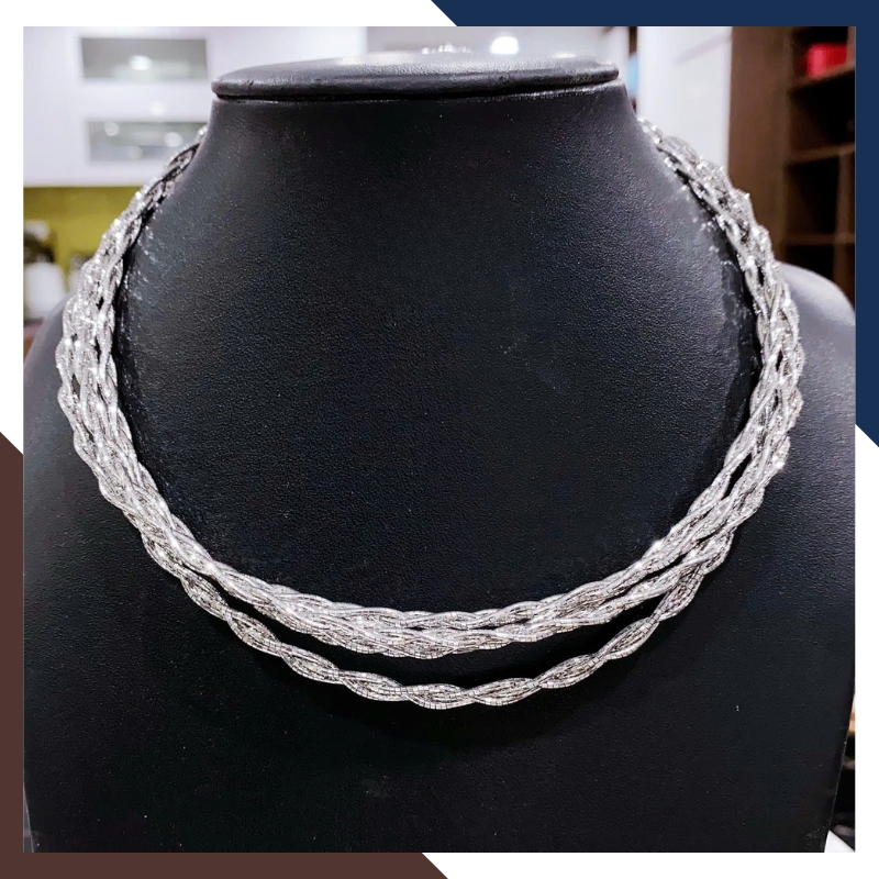 Kiềng Vàng Trắng Đeo Cổ Nữ Thanh Lịch, Quý Phái DCVN397 | Vàng Ý 10k