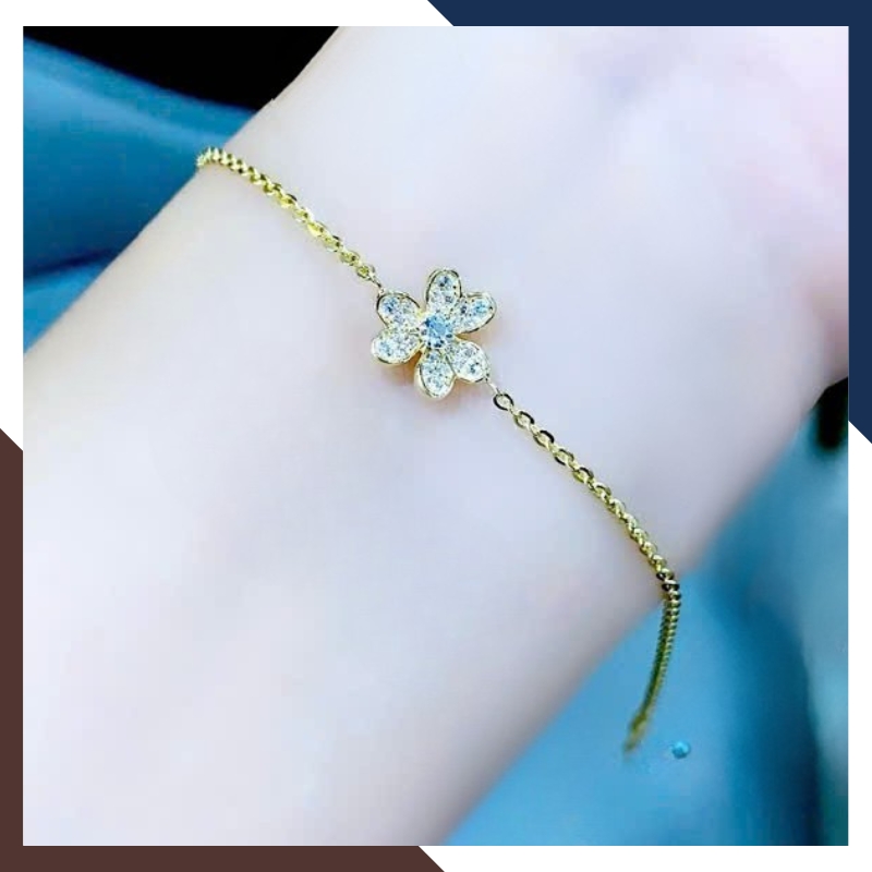 Lắc Tay Cỏ 3 Lá Vàng Ý 10k Cho Nữ May Mắn, Thanh Lịch LTVN158