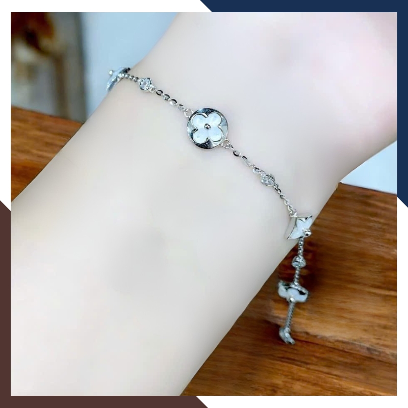 Lắc Tay Cỏ 4 Lá Vàng Trắng Ý 10k Nhiều Mẫu Cho Nữ May Mắn Mã LTVN109