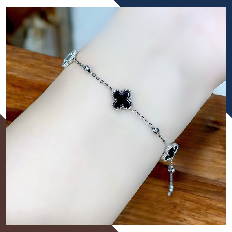 Lắc Tay Cỏ 4 Lá Vàng Trắng Ý 10k Nhiều Mẫu Cho Nữ May Mắn Mã LTVN109