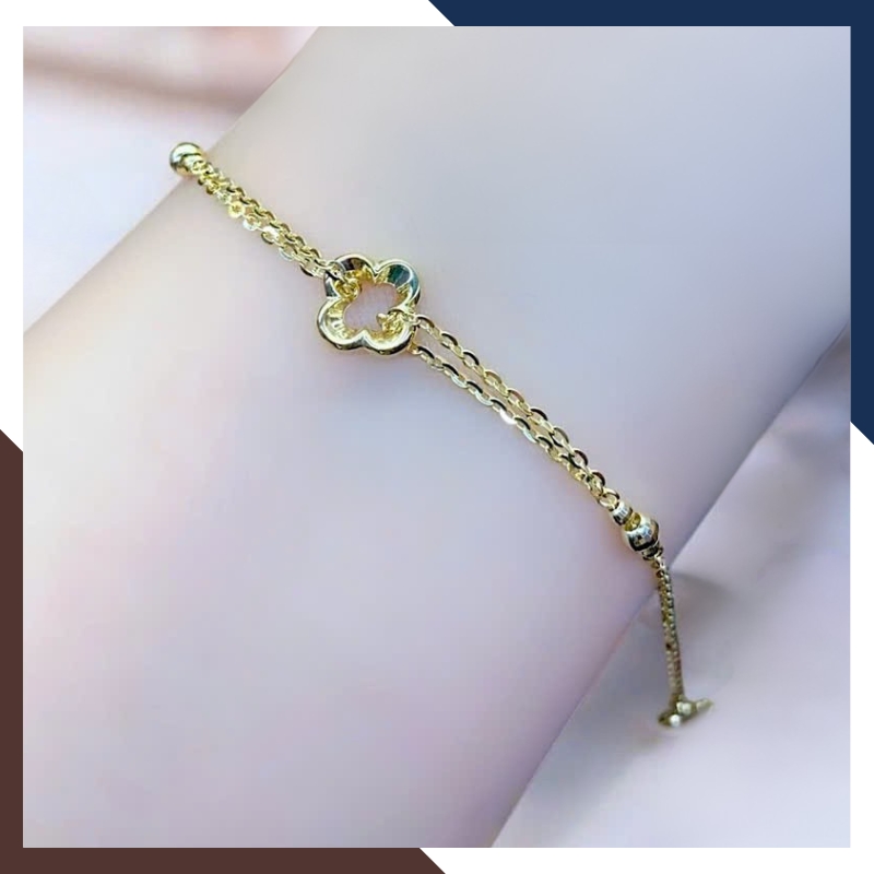 Lắc Tay Cỏ 4 Lá Vàng Ý 10k Nhiều Mẫu Cho Nữ Mã LTVN116