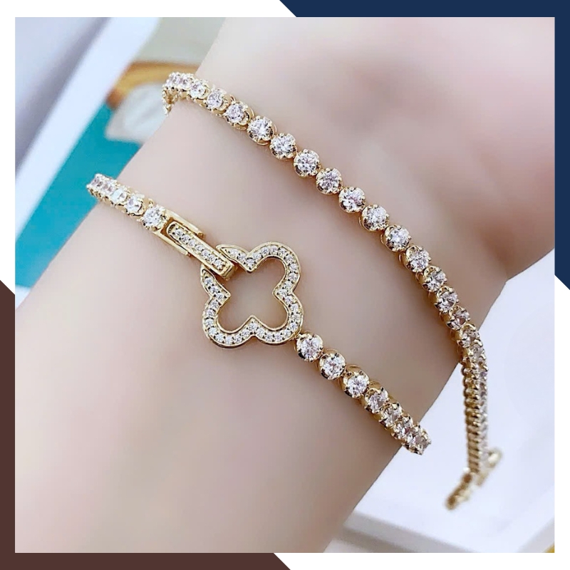 Lắc Tay Cỏ 4 Lá Vàng Ý 10k Nhiều Mẫu Cho Nữ Mã LTVN116