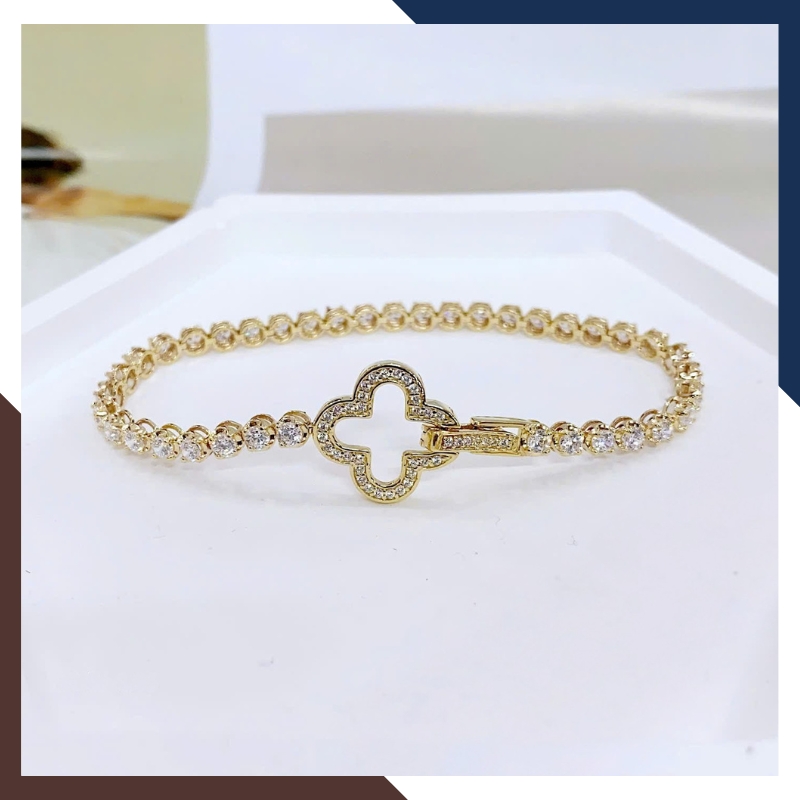 Lắc Tay Cỏ 4 Lá Vàng Ý 10k Nhiều Mẫu Cho Nữ Mã LTVN116