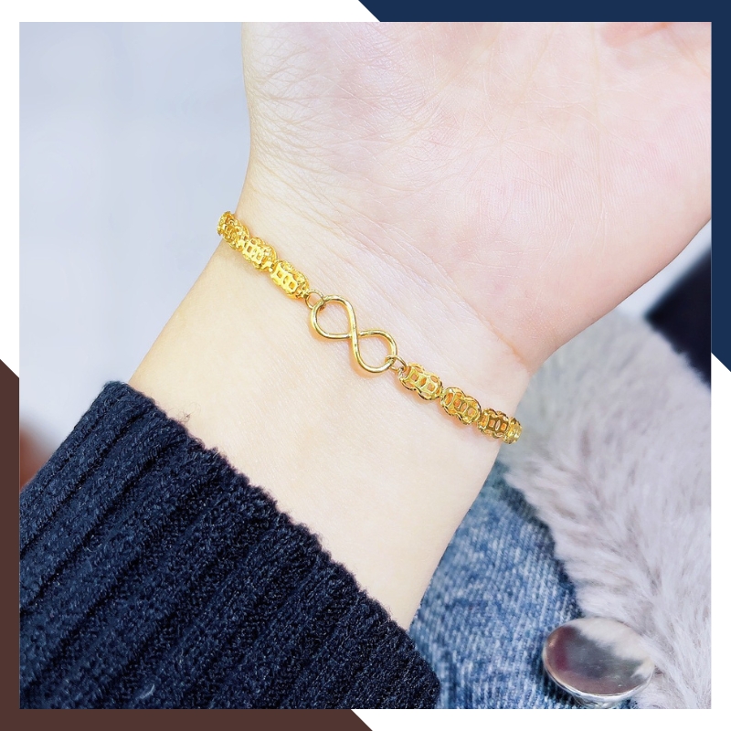 Lắc Tay Kim Tiền Như Ý Nguyện Bằng Vàng Tây 10K Cho Nữ Mã LTVN85