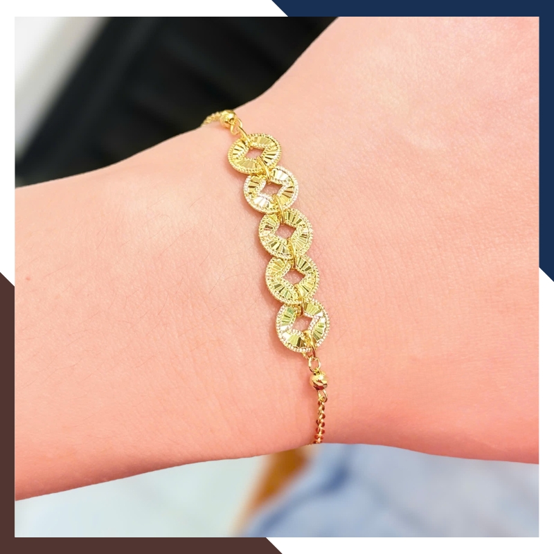 Lắc tay vàng nữ charm kim tiền - Thu hút tài lộc, may mắn trong kinh doanh