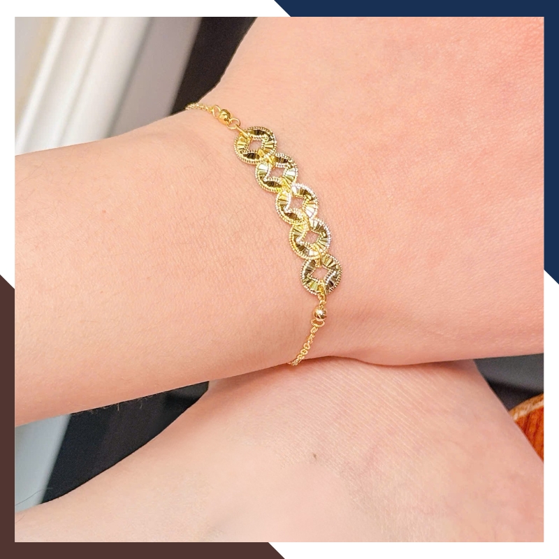 Lắc Tay/Lắc Chân Vàng 10k Charm Xu Kim Tiền May Mắn BTSV15