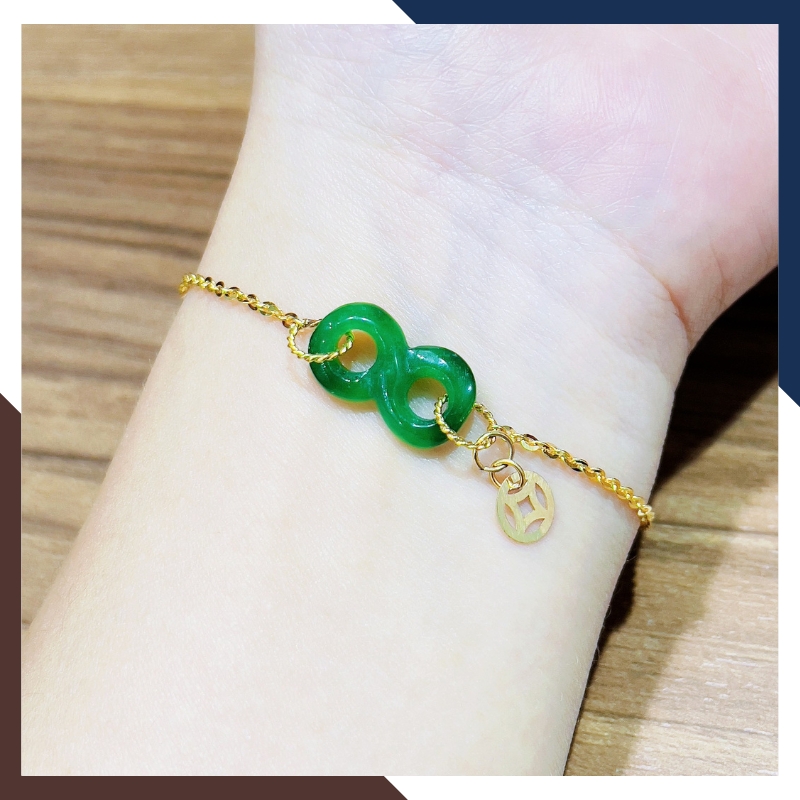 Lắc Tay Như Ý Nguyện Đá Tự Nhiên Phối Dây Vàng Tây 10K Mã LTVN90