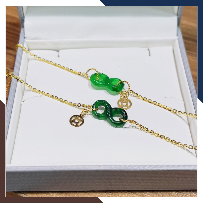 Lắc Tay Như Ý Nguyện Đá Tự Nhiên Phối Dây Vàng Tây 10K Mã LTVN90