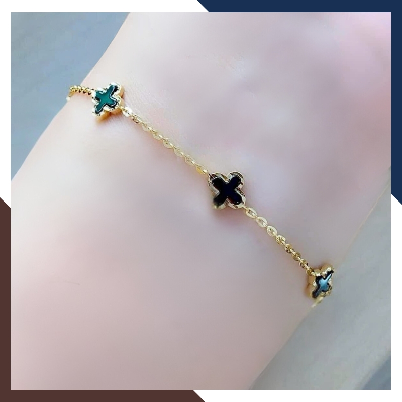 Lắc Tay Vàng Cỏ 4 Lá Đen Nhiều Mẫu Cho Nữ Mệnh Thuỷ, Mộc LTVN132 | Vàng Ý 10k