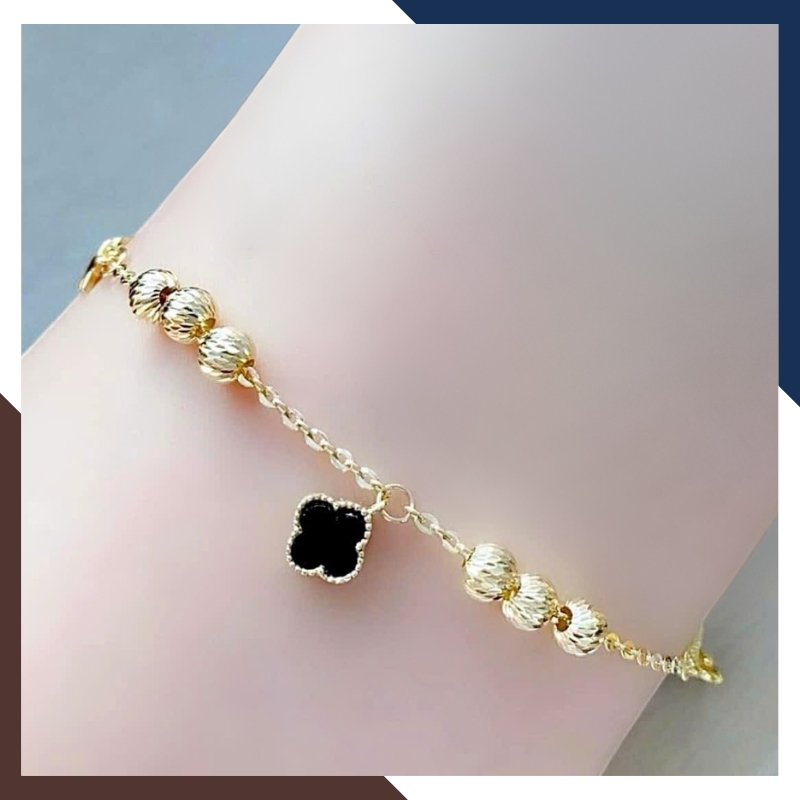 Lắc Tay Vàng Cỏ 4 Lá Đen Nhiều Mẫu Cho Nữ Mệnh Thuỷ, Mộc LTVN132 | Vàng Ý 10k