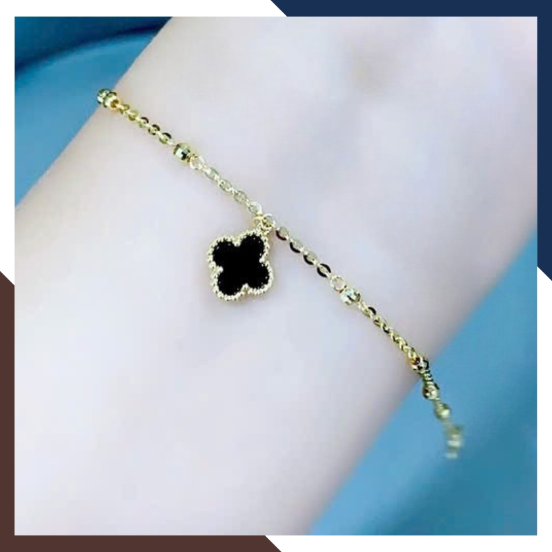Lắc Tay Vàng Cỏ 4 Lá Đen Nhiều Mẫu Cho Nữ Mệnh Thuỷ, Mộc LTVN132 | Vàng Ý 10k