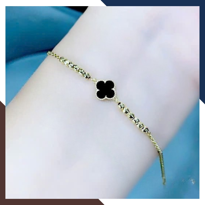 Lắc Tay Vàng Cỏ 4 Lá Đen Nhiều Mẫu Cho Nữ Mệnh Thuỷ, Mộc LTVN132 | Vàng Ý 10k