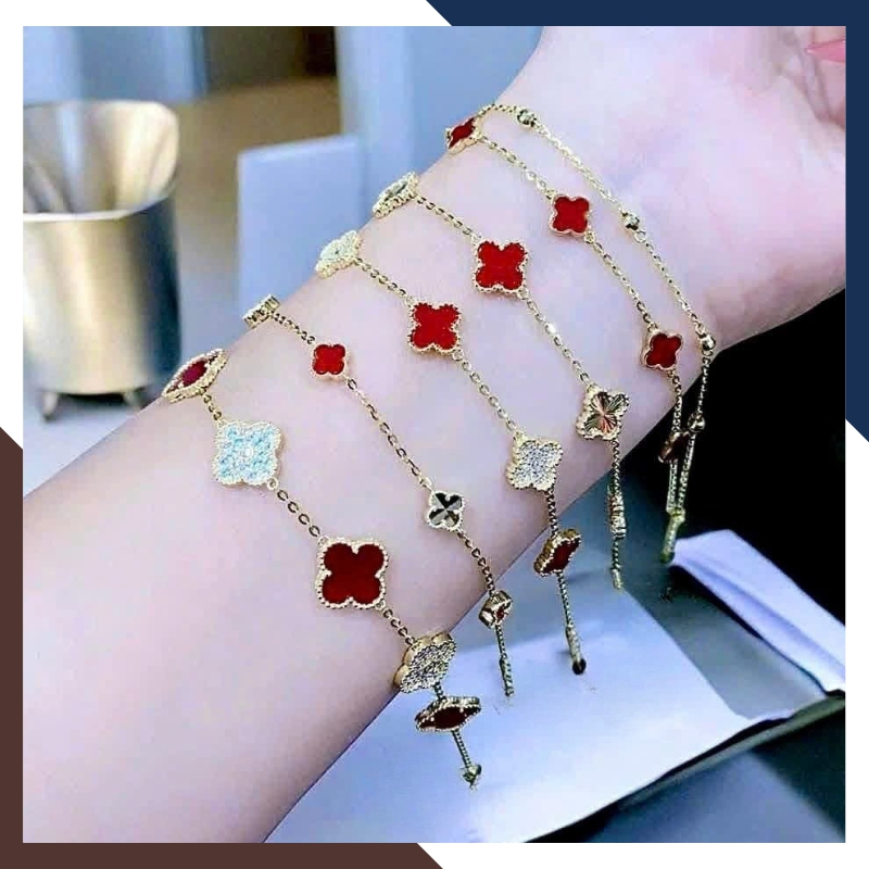 Lắc Tay Vàng Nữ Cỏ 4 Lá