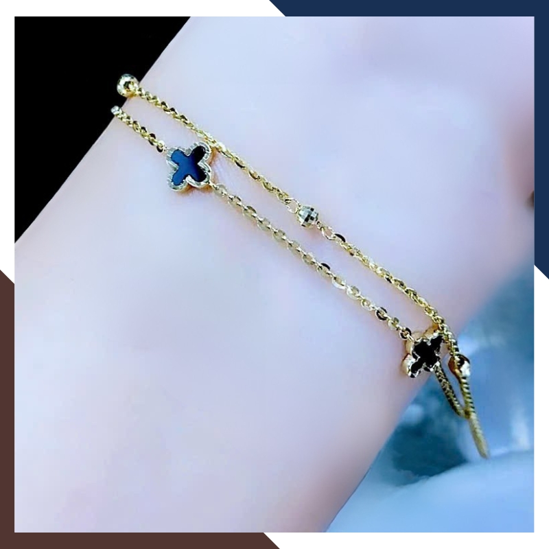 Lắc Tay Vàng Cỏ 4 Lá Nhiều Mẫu Cho Nữ May Mắn Mã LTVN113 | Vàng Ý 10k