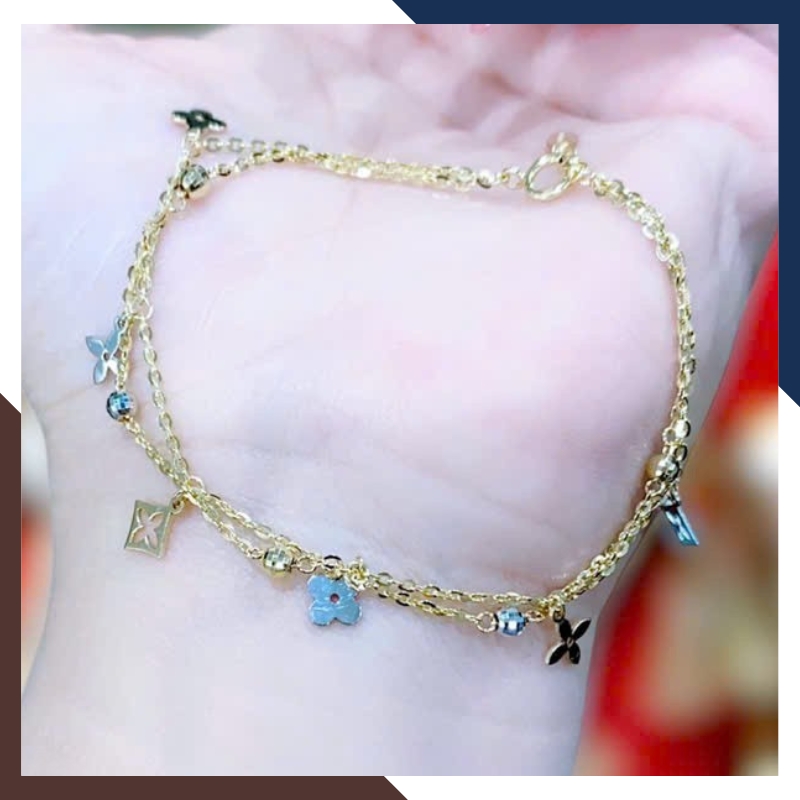 Lắc Tay Vàng Cỏ 4 Lá Nhiều Mẫu Cho Nữ May Mắn Mã LTVN113 | Vàng Ý 10k