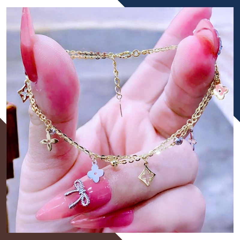 Lắc Tay Vàng Cỏ 4 Lá Nhiều Mẫu Cho Nữ May Mắn Mã LTVN113 | Vàng Ý 10k