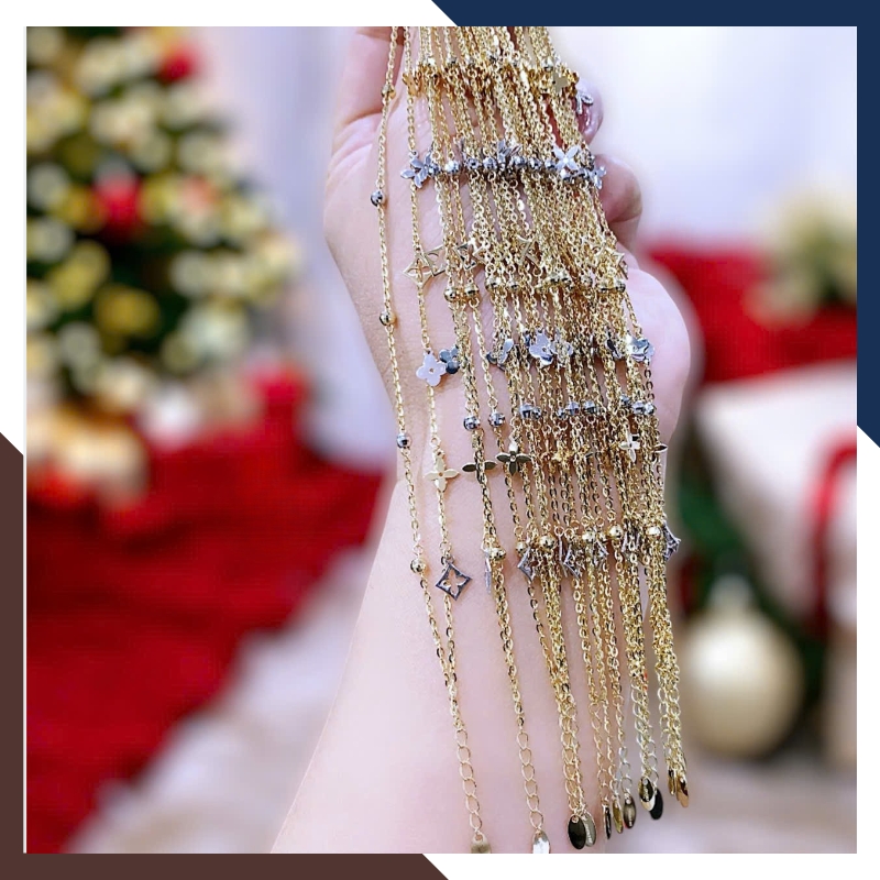 Lắc Tay Vàng Cỏ 4 Lá Nhiều Mẫu Cho Nữ May Mắn Mã LTVN113 | Vàng Ý 10k