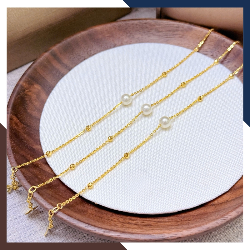 Lắc Tay Vàng Nữ 10K Đính Ngọc Trai Nước Ngọt 8–9mm LTVN385 – Thanh Lịch, Dễ Phối Đồ