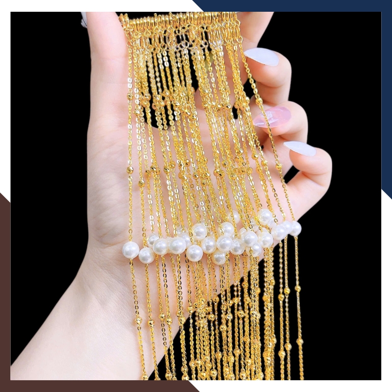 Lắc Tay Vàng Nữ 10K Đính Ngọc Trai Nước Ngọt 8–9mm LTVN385 – Thanh Lịch, Dễ Phối Đồ