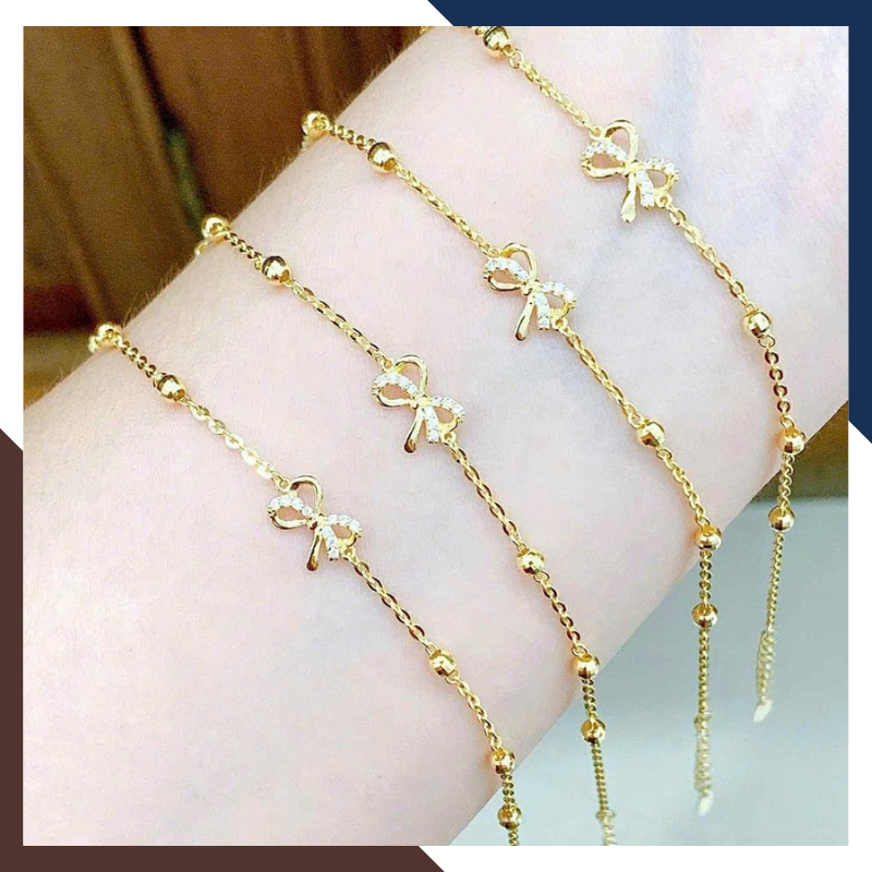 Lắc Tay Vàng Nữ 10K Hình Nơ LTVN337 – Nữ Tính, Dễ Thương, Dễ Phối Đồ