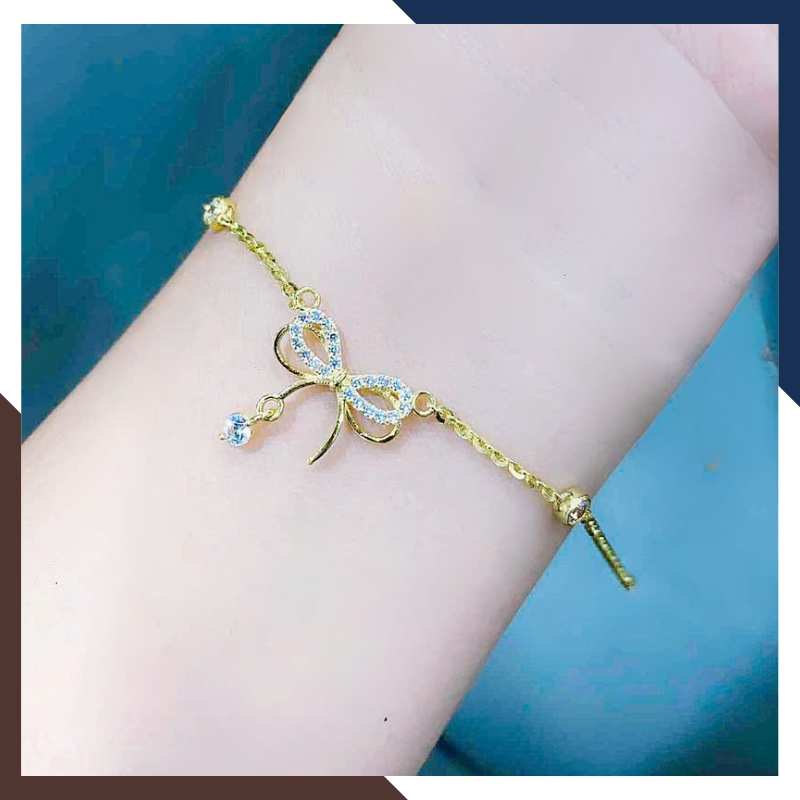 Lắc Tay Vàng Nữ 10K Hình Nơ LTVN337 – Nữ Tính, Dễ Thương, Dễ Phối Đồ