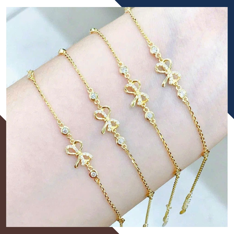 Lắc Tay Vàng Nữ 10K Hình Nơ LTVN337 – Nữ Tính, Dễ Thương, Dễ Phối Đồ